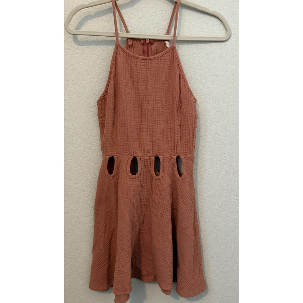 Poema Women’s Rust Cutout Midi Dress Sleeveless Boho Summer Casual Size S